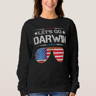 Sweatshirt Funny Lets Go Darwin Sarcastique Us Drapeau Vintag