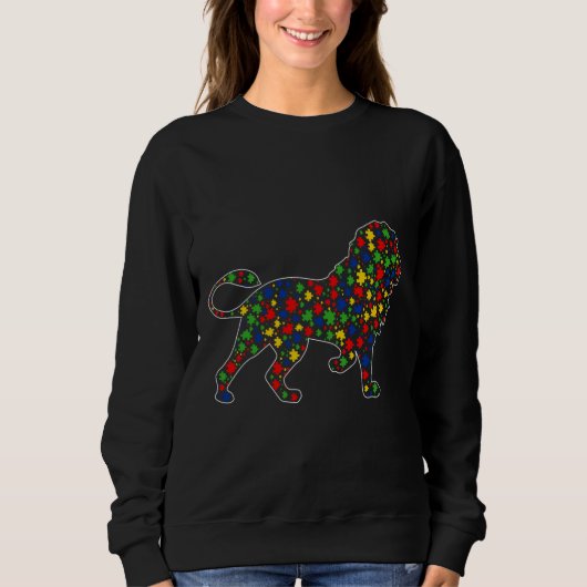 Sweatshirt Funny Lion Animaux Puzzle Pièces Sensibilisation s (Devant)