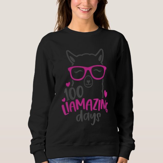 Sweatshirt Funny LLama 100 Days of School Shirt Kids 100 Llam (Devant)