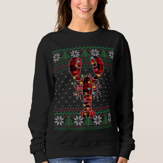 Sweatshirt Funny Lobster Ugly Sweater Christmas Animals Light (Devant)