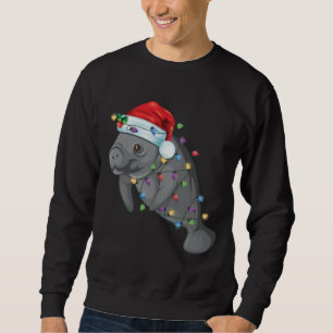 Sweatshirt Funny Manatee In Santa Hat Manatee Christmas Pajam