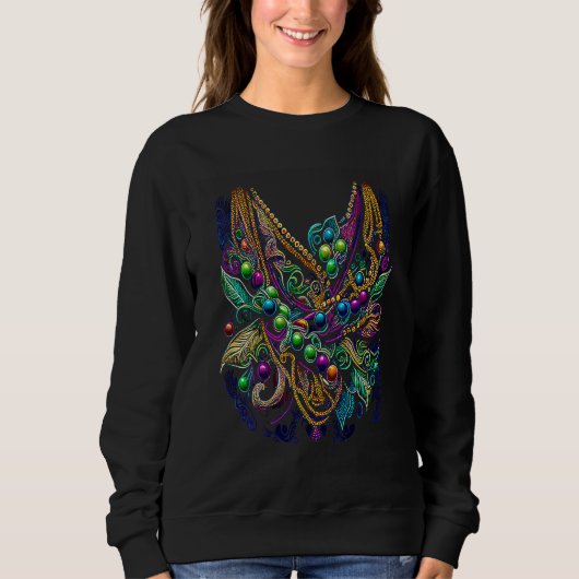 Sweatshirt Funny Mardi Gras Carnival parade with beads party  (Devant)