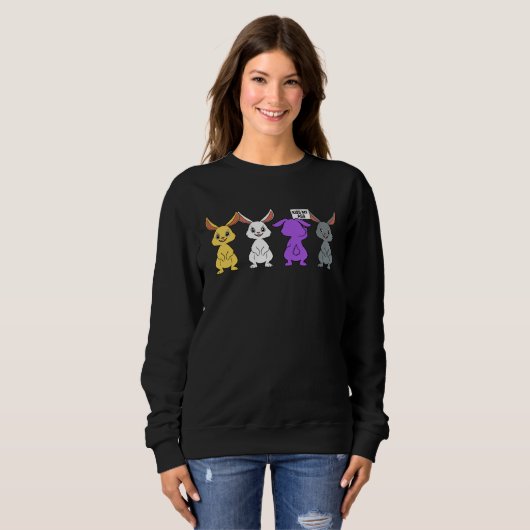 Sweatshirt Funny Nonbinary Bunny Gift (Devant entier)