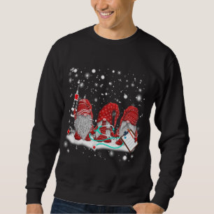 Sweatshirt Funny Nurse Gnomes Père Noël Christmas Light Nurse