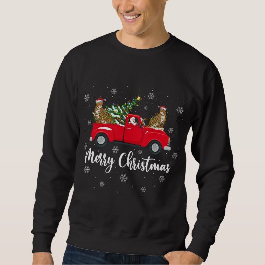 Sweatshirt Funny Père Noël équitation Arbre de Noël Camion Ja (Devant)