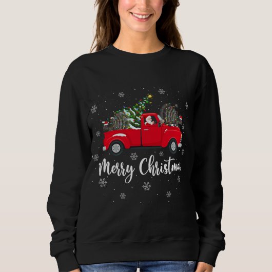 Sweatshirt Funny Père Noël équitation Arbre de Noël Camion Po (Devant)