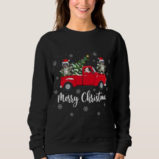 Sweatshirt Funny Père Noël équitation Noël Arbre Camion Racco (Devant)