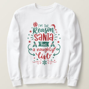 Sweatshirt Funny Père Noël liste de mots art unisex adulte