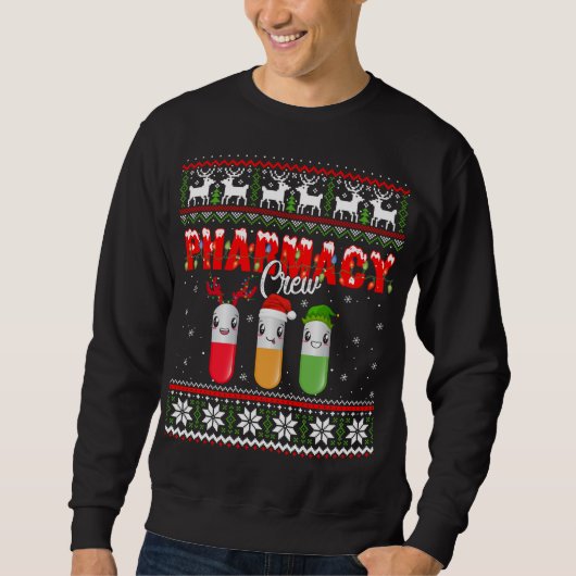 Sweatshirt Funny Pharmacy Crew Funny Pills Joyeux Noël Ug (Devant)