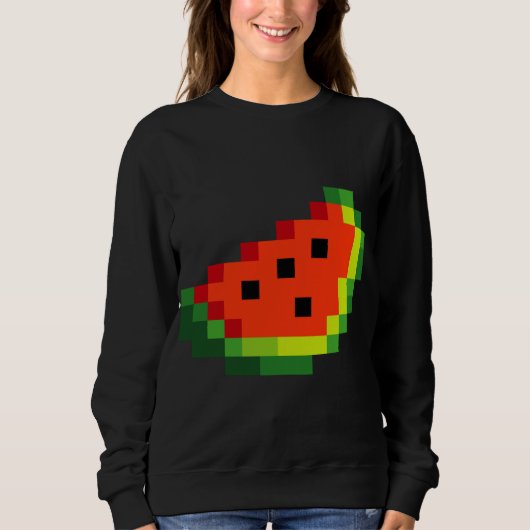Sweatshirt Funny Pixel Watermelon - Retro 8 - Bit Arcade Game (Devant)