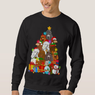 Sweatshirt Funny Poodle Christmas Tree Lights Amoureux des ch