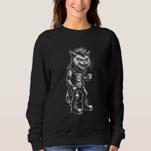 Sweatshirt Funny Punk Rock Chat Rock et Roll Cat