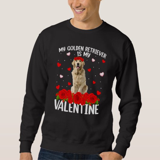 Sweatshirt Funny Red Rose Flower Heart Golden Retriever Chien (Devant)
