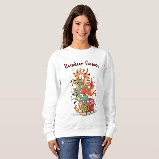 Sweatshirt Funny Reindeer Games Christmas Hoodie (Devant entier)