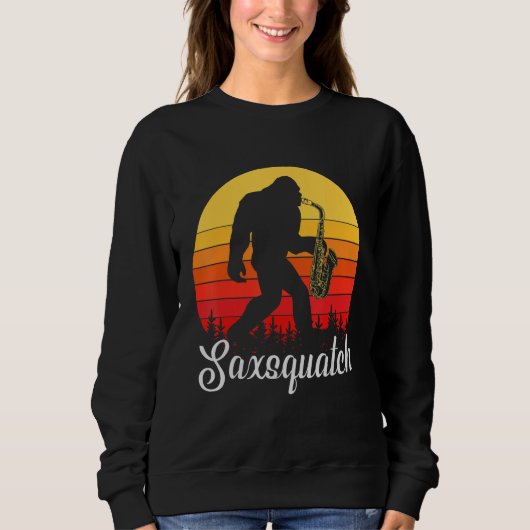 Sweatshirt Funny Saxophone Design, Saxsquatch, Sci-Fi Woodwin (Devant)