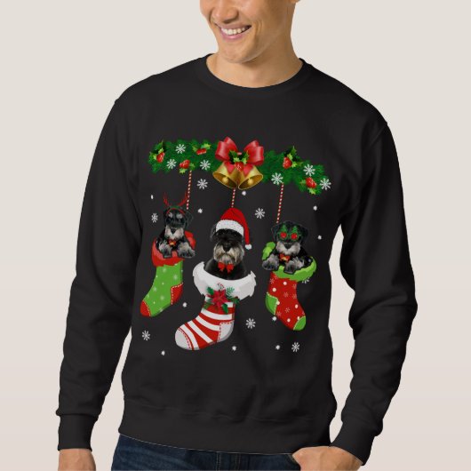Sweatshirt Funny Schnauzer Christmas Tree Socks Dog Lover Xma (Devant)