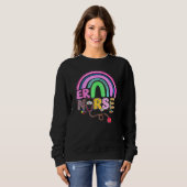 Sweatshirt Funny School Nurse Bunny Nursing Rainbow Easter Ch (Devant entier)