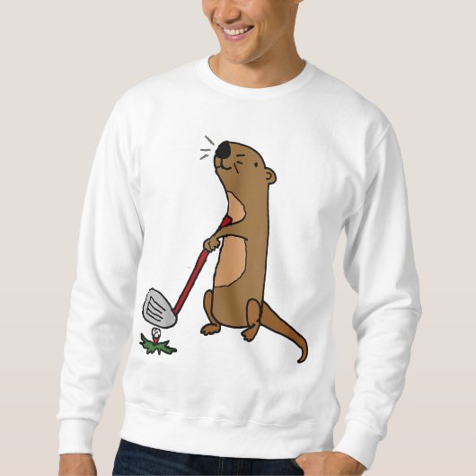 Sweatshirt Funny Sea Otter Jouer Golf (Devant)