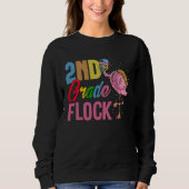 Sweatshirt Funny Second Grade Flock Pink Flamingo First Day O (Devant)
