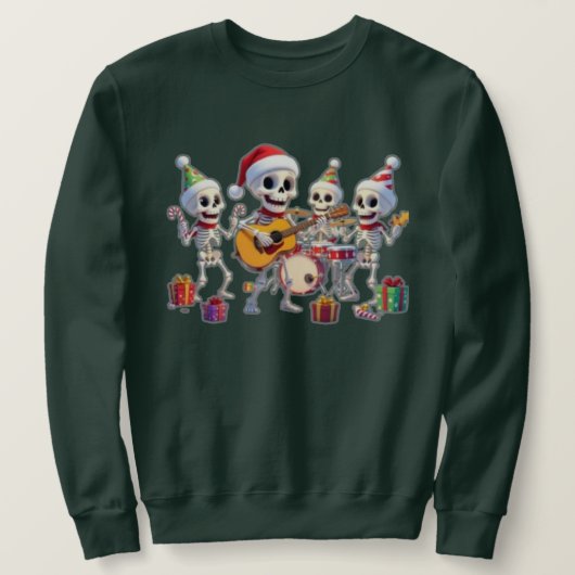 Sweatshirt Funny Skeleton Band Christmas & New Year – 3D Cart (Design devant)