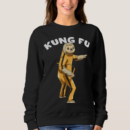 Sweatshirt Funny Sloth Kung Fu Nap Sloth Lazy (Devant)
