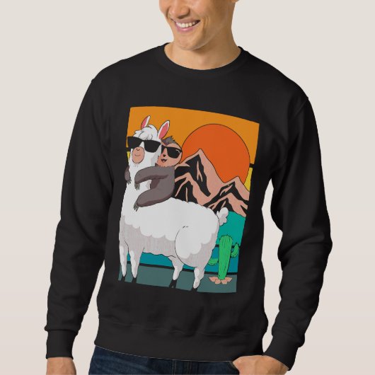 Sweatshirt Funny Sloth Riding Llama Dans (Devant)