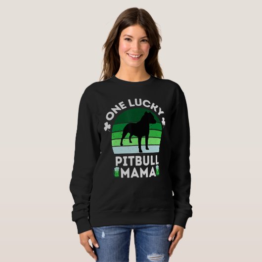 Sweatshirt Funny St Patrick's Day One Lucky Pitbull Mama Pitb (Devant entier)