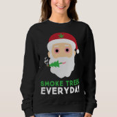 Sweatshirt Funny Stoner Père Noël Smoke Trees Pajama de Noël (Devant)