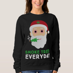 Sweatshirt Funny Stoner Père Noël Smoke Trees Pajama de Noël