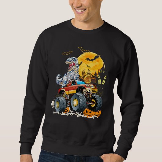 Sweatshirt Funny T Rex Saurus Riding Monster Truck Happy Hall (Devant)