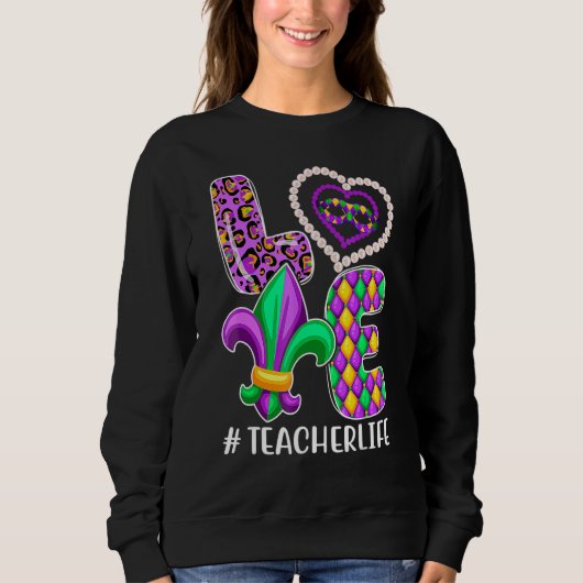 Sweatshirt Funny Teacher Mardi Gras Family Matching Outfit_1 (Devant)