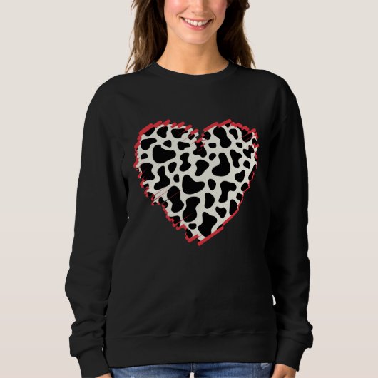 Sweatshirt Funny three Hearts Cow Pattern for Cow Lover-valen (Devant)