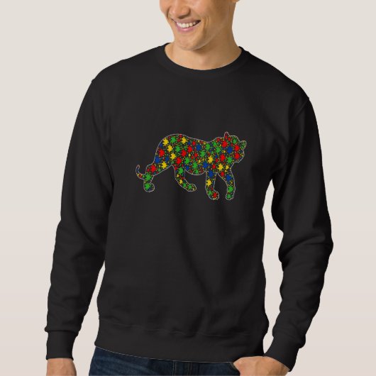 Sweatshirt Funny Tiger Animaux Puzzle Pièces Sensibilisation (Devant)