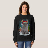 Sweatshirt Funny Ugly Sweater Cat Reindeer Pôle Nord Christy (Devant entier)