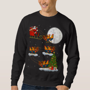 Sweatshirt Funny Xmas Éclairage Arbre Père Noël équitation Co