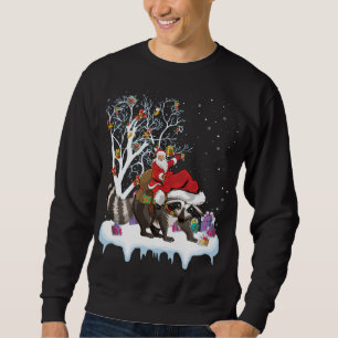 Sweatshirt Funny Xmas Éclairage Arbre Père Noël équitation Ra