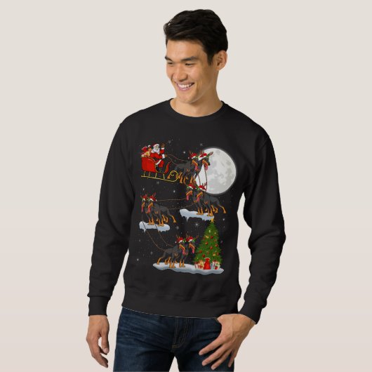Sweatshirt Funny Xmas Lighting Tree Père Noël équitation Dobe (Devant entier)