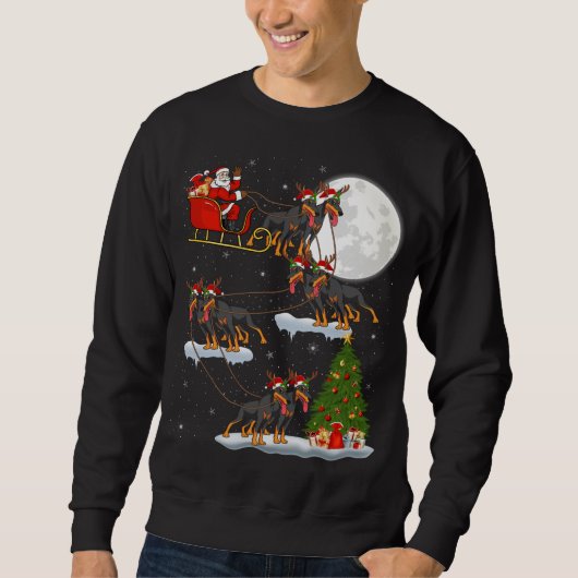Sweatshirt Funny Xmas Lighting Tree Père Noël équitation Dobe (Devant)