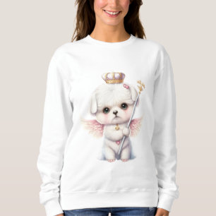 Sweatshirt Furry Joy : Angel Wing Maltese Chig Puppy Cadeau