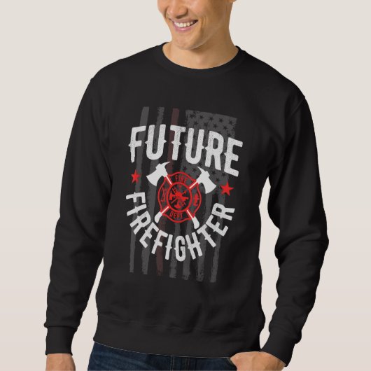 Sweatshirt Futur pompier Drapeau américain combattant des pom (Devant)