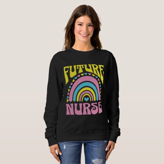 Sweatshirt Future Nurse Bright Retro Rainbow Nurses Training (Devant entier)