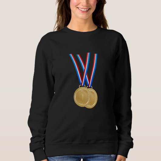 Sweatshirt Gagnants et champions - Médailles d'or amusantes (Devant)