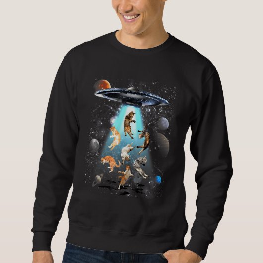 Sweatshirt Galaxy Ca Cat Ufo Chat Tee Chat Graphique (Devant)