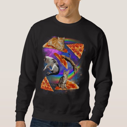 Sweatshirt Galaxy Cat In Space Cat Riding Pizza 1 (Devant)