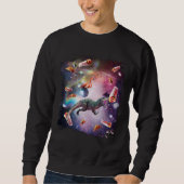 Sweatshirt Galaxy Flamingo Riding Dinosaur In Space  Rainbow (Devant)
