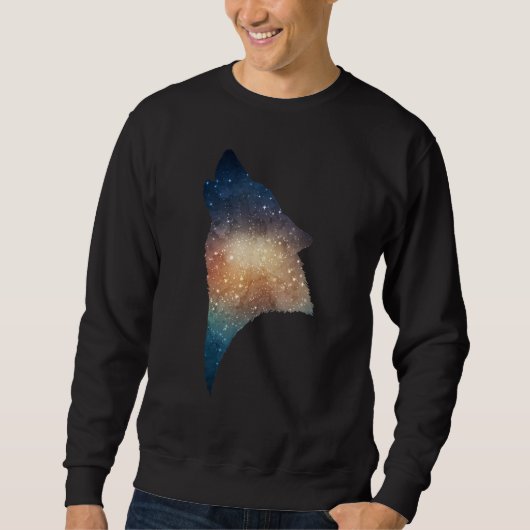 Sweatshirt Galaxy Wolf Cool Trippy Shimmer Space (Devant)