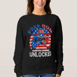 Sweatshirt Gamer 4 juillet Liberté Jeux Vidéos Déverrouillés 