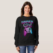Sweatshirt Gamer Girl Cool de jeu vidéo contrôleur Retro (Devant entier)