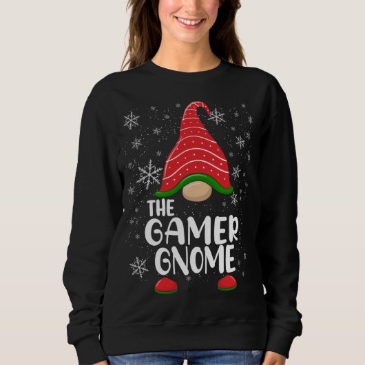 Sweatshirt Gamer Gnome Funny Matching Christmas Family Pa (Devant)