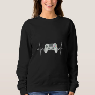 Sweatshirt Gamer Heartbeat T-Shirt Funny Vidéo Jeu Cadeaux Ga